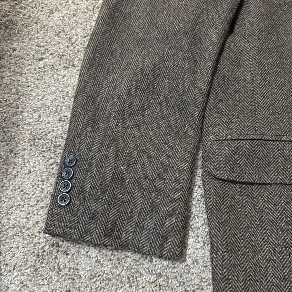 Oscar de la Renta Men's Brown Sport Coat 46R Blazer Jacket Merino Wool Lambswool